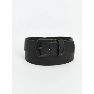 LCW ACCESSORIES Siyah Deri Görünümlü Erkek Kemer