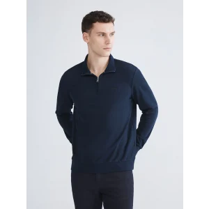 SOUTHBLUE Lacivert Dik Yaka Baskılı Erkek Sweatshirt