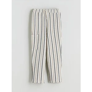 LCW Kids Ekru Çizgili Erkek Çocuk Kargo Eşofman Altı