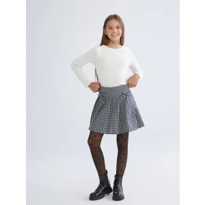 LCW Kids Lacivert Beli Lastikli Ekose Kız Çocuk Etek