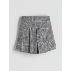 LCW Kids Gri Beli Lastikli Ekose Kız Çocuk Şort Etek