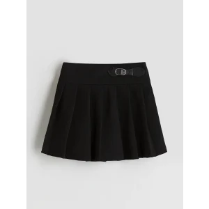 LCW Kids Siyah Beli Lastikli Pileli Kız Çocuk Şort Etek