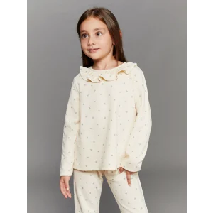 LCW Kids Mavi Bisiklet Yaka Nakışlı Kız Çocuk Tişört 2li