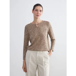 LCW Grace Bej Bisiklet Yaka Desenli Bluz