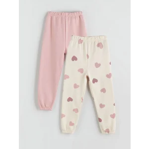 LCW Kids Ekru Beli Lastikli Kız Çocuk Eşofman Altı 2li