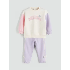 LCW Kids Ekru Kız Çocuk Kalın Sweatshirt ve Eşofman Alt 2li