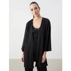 LCWAIKIKI Classic Siyah Şal Yaka Kadın Hırka