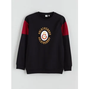 LCW Kids Siyah Bisiklet Yaka Galatasaray Baskılı Erkek Çocuk Sweatshirt