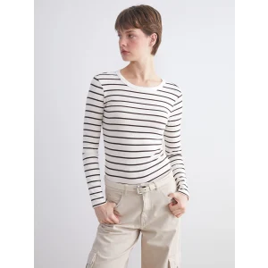 LCWAIKIKI Classic Kahverengi Bisiklet Yaka Çizgili Kadın Body