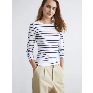 LCWAIKIKI Classic Lacivert Bisiklet Yaka Çizgili Kadın Body