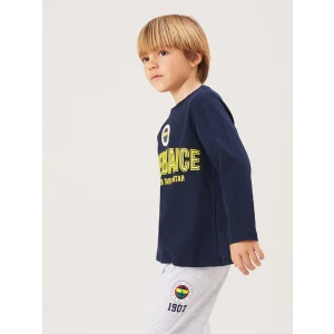 LCW Kids Lacivert Bisiklet Yaka Fenerbahçe Baskılı Erkek Çocuk Pijama Takımı