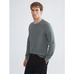 LCWAIKIKI Classic Gri Uzun Kollu Dokulu Erkek Tişört