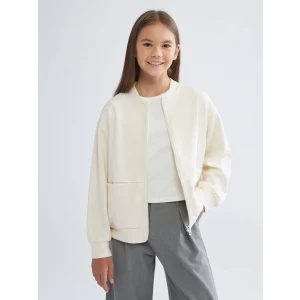 LCW Kids Ekru Kız Çocuk Fermuarlı Sweatshirt