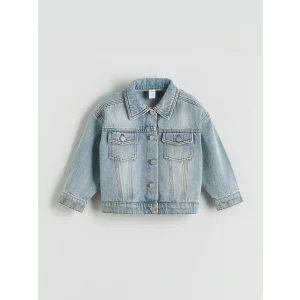 LCW Kids Indigo Düğme Kapamalı Gömlek Yaka Kız Çocuk Jean Ceket