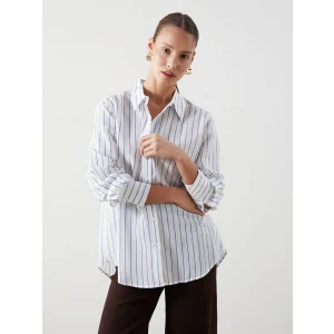 LCWAIKIKI Classic Mavi Çizgili Kadın Gömlek