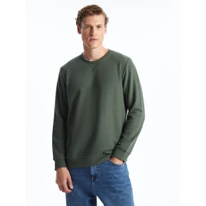 LCWAIKIKI Classic Yeşil Bisiklet Yaka Uzun Kollu Erkek Sweatshirt