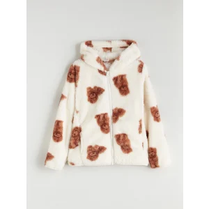 LCW Kids Bej Kapüşonlu Fermuarlı Kız Çocuk Sweatshirt