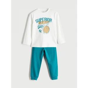 LCW Kids Ekru Baskılı Erkek Çocuk Sweatshirt ve Eşofman Alt 2li