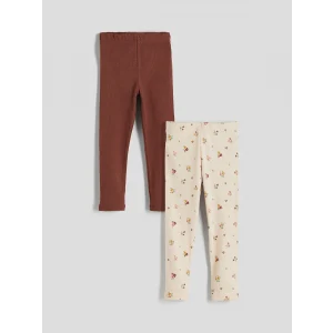 LCW Kids Kahverengi Beli Lastikli Kız Çocuk Tayt 2li