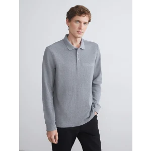 LCWAIKIKI Classic Gri Polo Yaka Uzun Kollu Erkek Sweatshirt