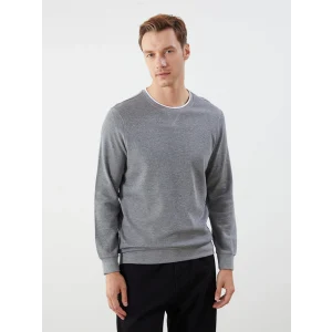 LCWAIKIKI Classic Gri Bisiklet Yaka Uzun Kollu Erkek Sweatshirt