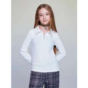 LCW Kids Ekru Polo Yaka Uzun Kollu Kız Çocuk Tişört