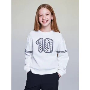 LCW Kids Ekru Bisiklet Yaka Kız Çocuk Sweatshirt