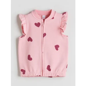 LCW Kids Pembe Bisiklet Yaka Baskılı Kız Çocuk Kalın Yelek