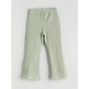 LCW Kids Yeşil Beli Lastikli İspanyol Paça Kadife Kız Çocuk Tayt