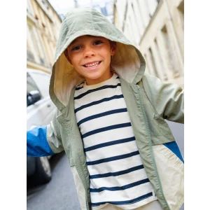 LCW Kids Lacivert Bisiklet Yaka Çizgili Erkek Çocuk Tişört