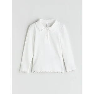 LCW Kids Ekru Bebe Yaka Kız Çocuk Tişört