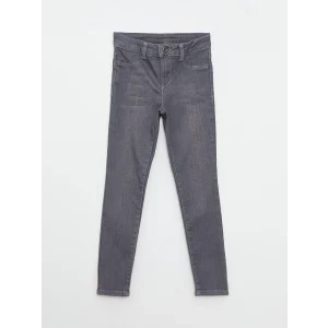 LCW Kids Gri Slim Fit Kız Çocuk Jean Pantolon