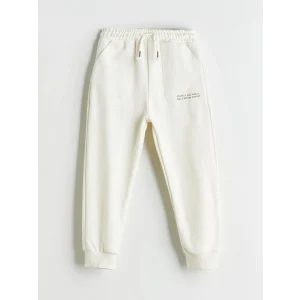 LCW Kids Bej Beli Lastikli Baskılı Erkek Çocuk Jogger Eşofman Altı