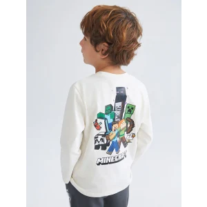 LCW Kids Bej Bisiklet Yaka Baskılı Erkek Çocuk Tişört