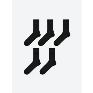 LCW ACCESSORIES Siyah Bambu Erkek Soket Çorap 5li