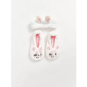 LCW Kids Pembe Kız Çocuk Ev Çorabı ve Saç Bandı