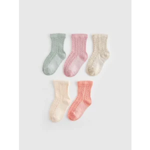 LCW baby Turuncu Kendinden Desenli Kız Bebek Soket Çorap 5li