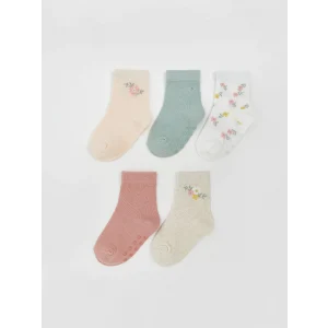 LCW baby Pembe Çiçekli Kız Çocuk Soket Çorap 5li