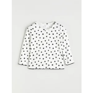 LCW Kids Ekru Bisiklet Yaka Puantiyeli Kız Çocuk Tişört