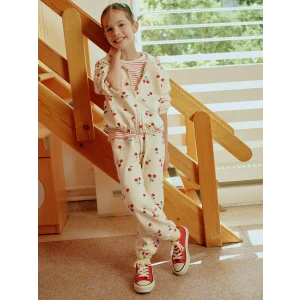LCW Kids Ekru Kiraz Baskılı Kız Çocuk Jogger Eşofman Altı