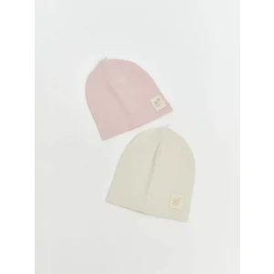 LCW baby Pembe Çiçek Nakışlı Kız Bebek Bere 2li