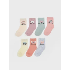 LCW Kids Pembe Baskılı Kız Bebek Soket Çorap 7li