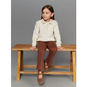 LCW Kids Kahverengi İspanyol Paça Kız Çocuk Tayt Pantolon