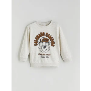 LCW Kids Beyaz Bisiklet Yaka Erkek Çocuk Sweatshirt