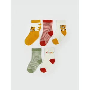 LCW baby Sari Baskılı Erkek Bebek Soket Çorap 5li