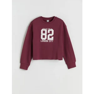 LCW Kids Mürdüm Bisiklet Yaka Baskılı Kız Çocuk Sweatshirt