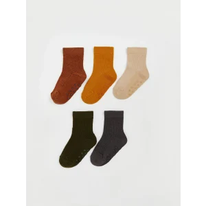 LCW baby Kahverengi Basic Erkek Bebek Soket Çorap 5li