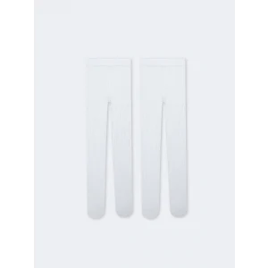 LCW DREAM Beyaz Kendinden Desenli Kız Çocuk İnce Külotlu Çorap 2li