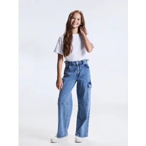 LCW Kids Mavi Wideleg Kız Çocuk Jean Pantolon