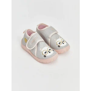 LCW STEPS Gri Kedi Nakışlı Kız Bebek Panduf